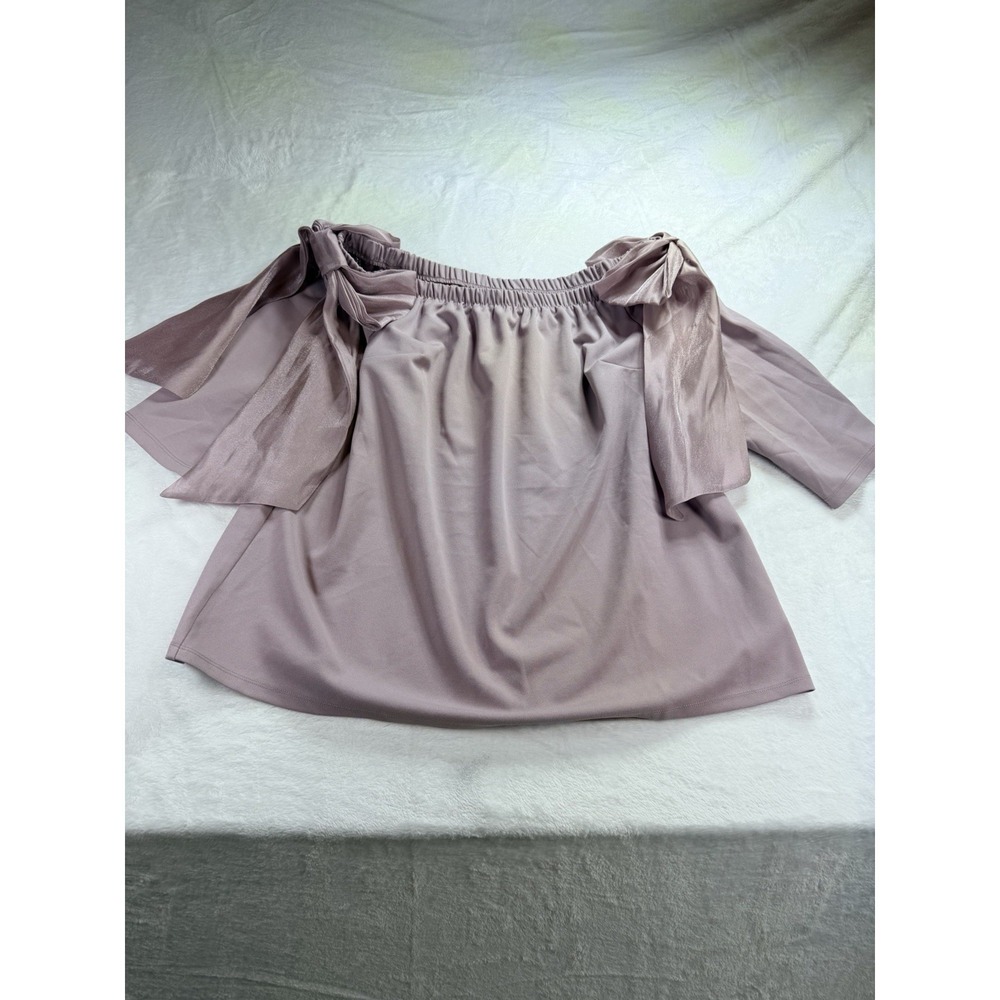 Off Shoulder 3/4 Sleeve Mauve Coquette Blouse Bows Romantic Cottagecore XL